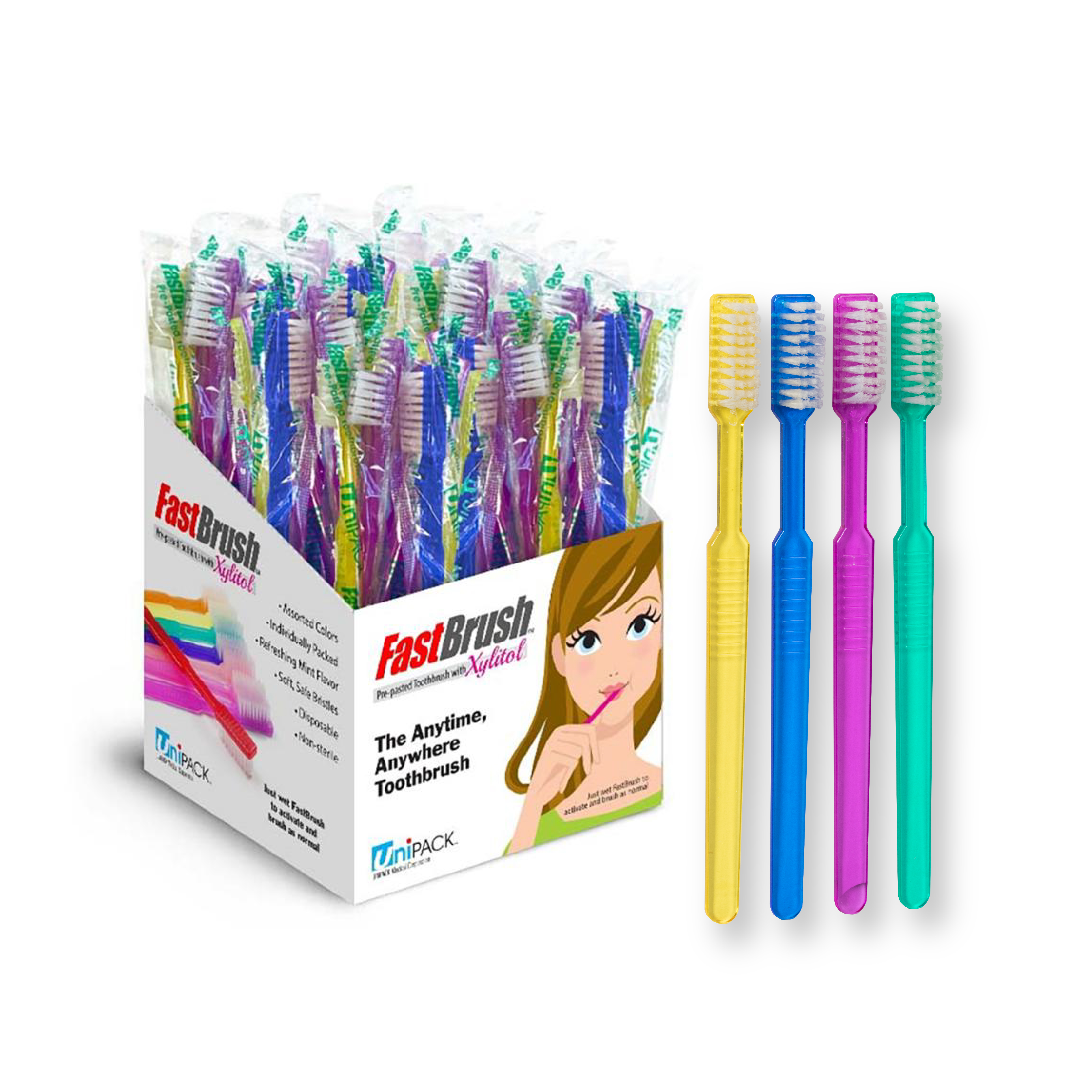 FastBrush Pre-Pasted Disposable Toothbrushes, Assorted