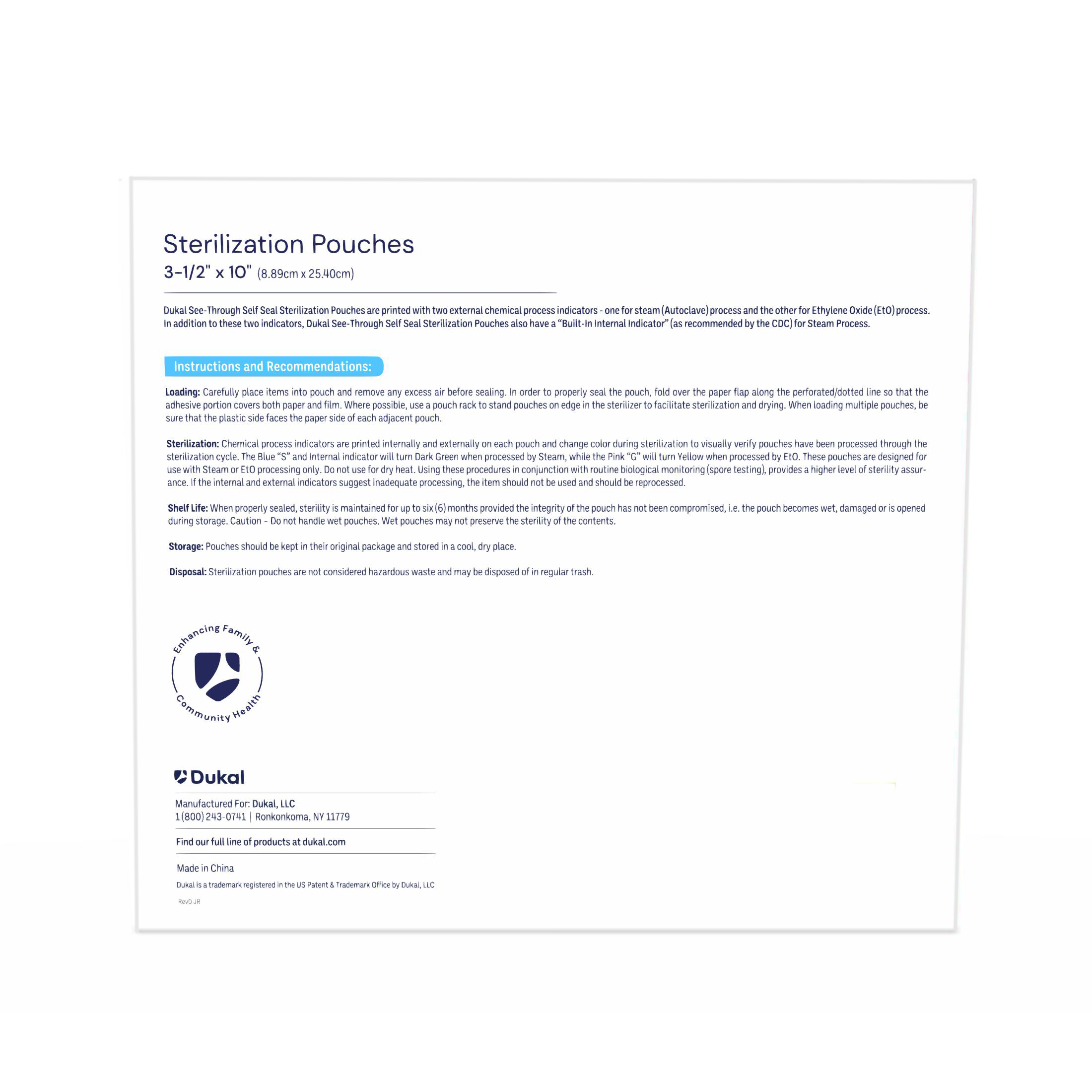 Sterilization Pouches, 3-1/2